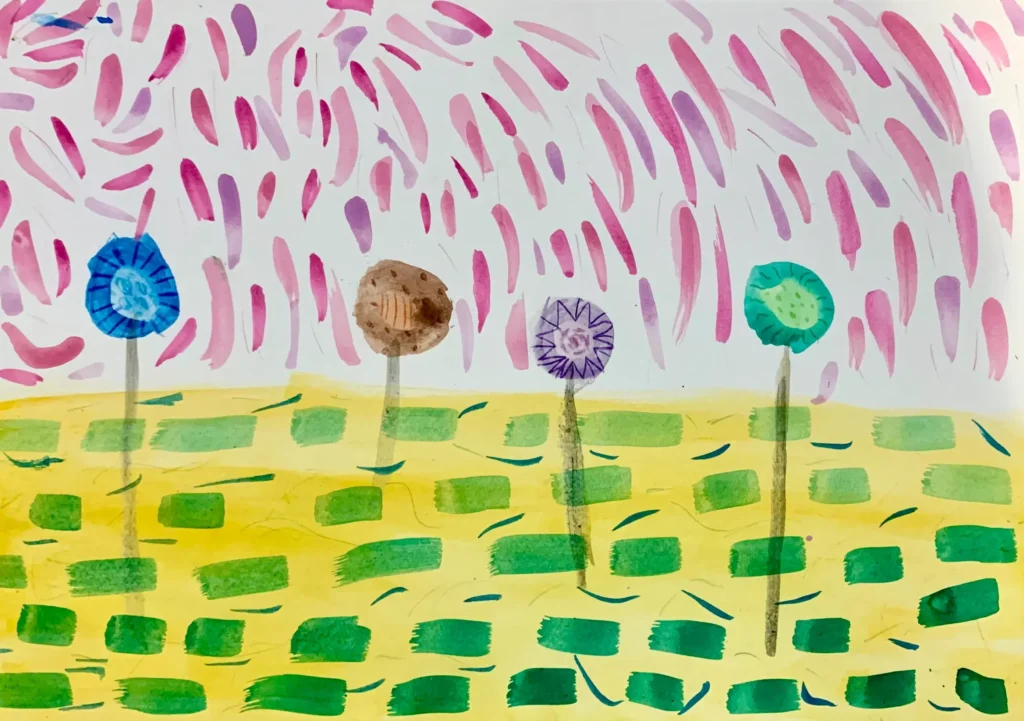 Dibujo infantil en la consulta de terapia en Sitges, símbolo de un espacio seguro y creativo.