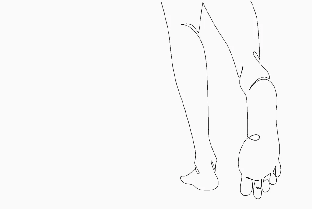 Dibujo en una sola linea de unas piernas caminando